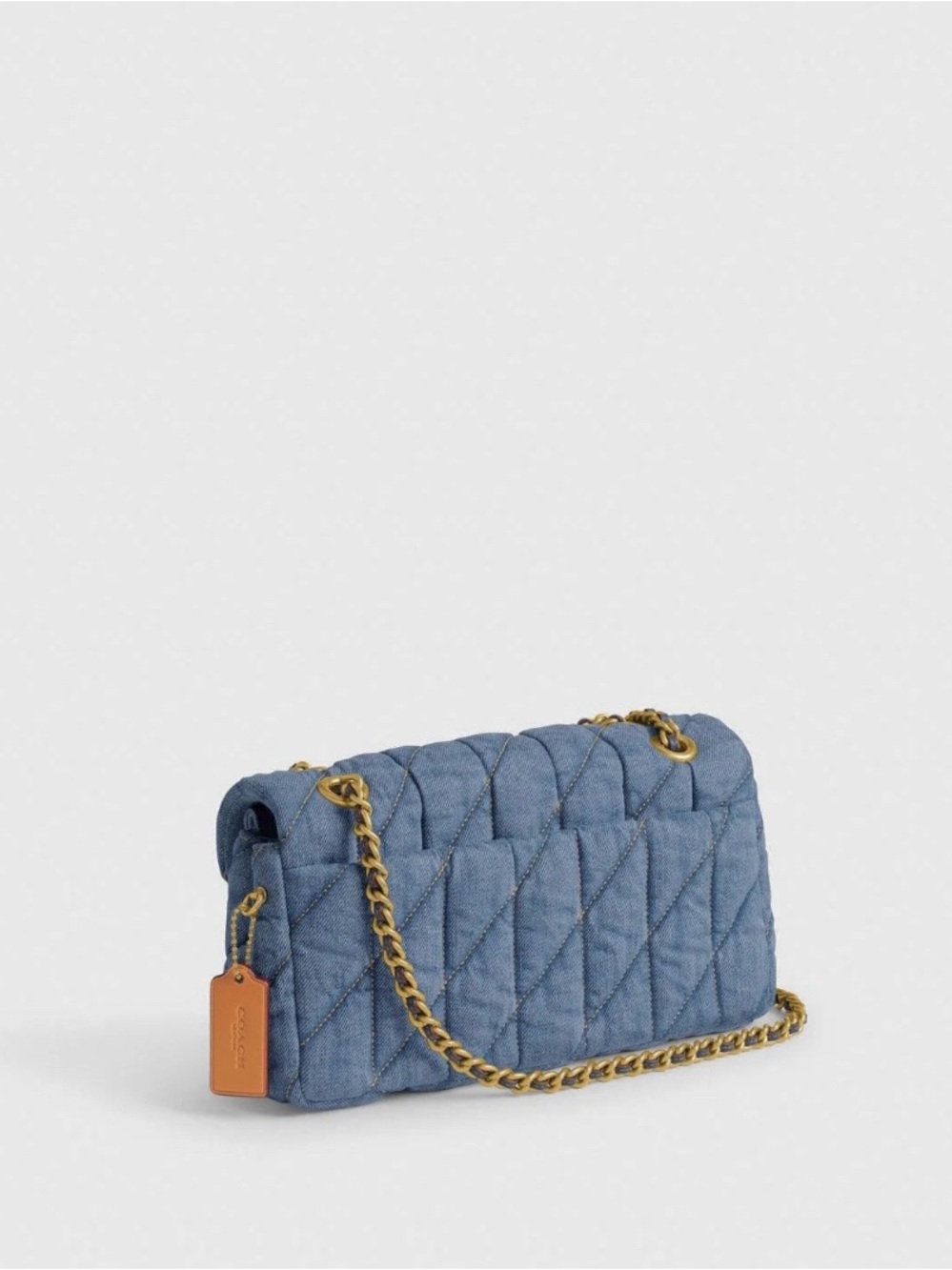 Coach Quilted Denim Crossbody with Gold Chain - Blue NWT Dust Bag Retail $475 - Picture 13 of 14